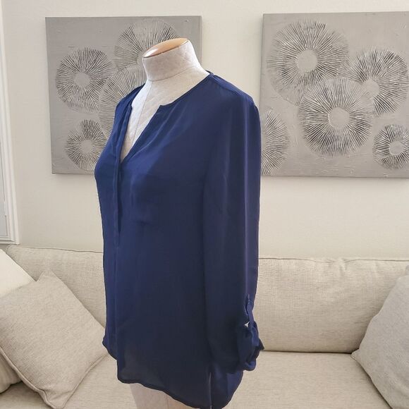 Joie Venicia Pocket-Front Silk Blouse size XS in Navy - Picture 6 of 13